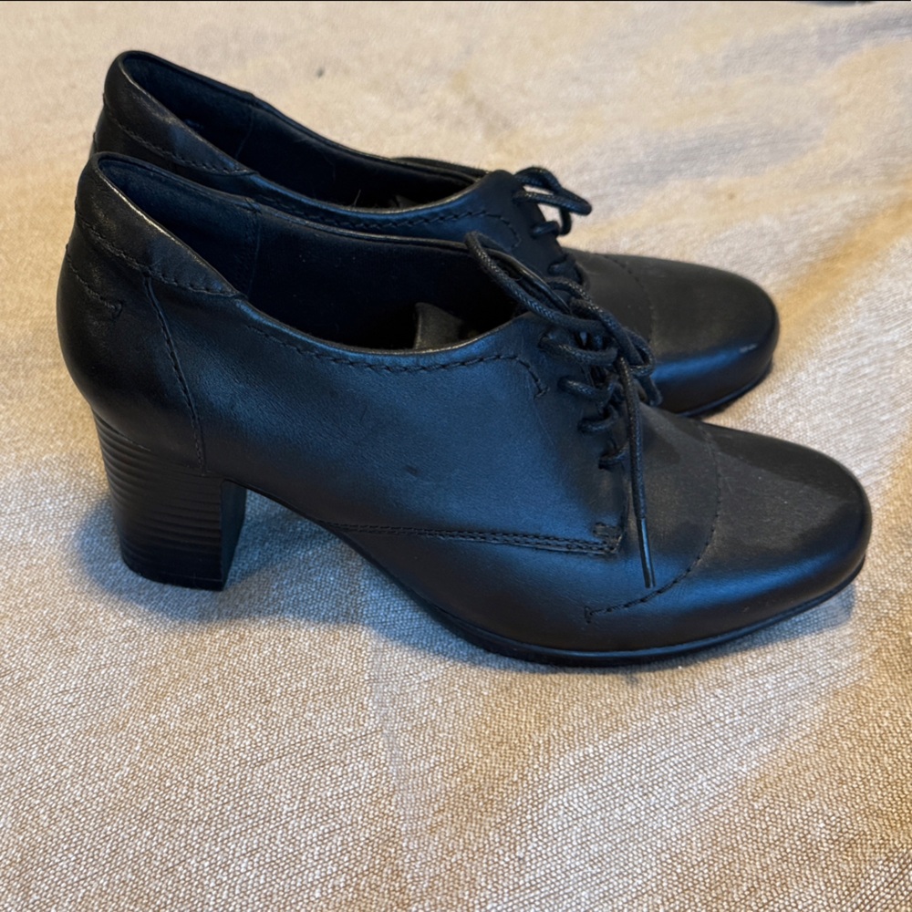 Clarks Black Heeled Boots for Women